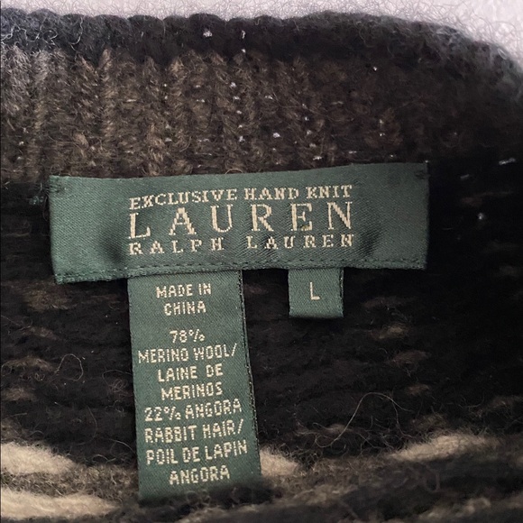 Ralph Lauren Exclusive Hand Knit  Black Fair Isle Yoke Scandinavian Size Large - Picture 4 of 13